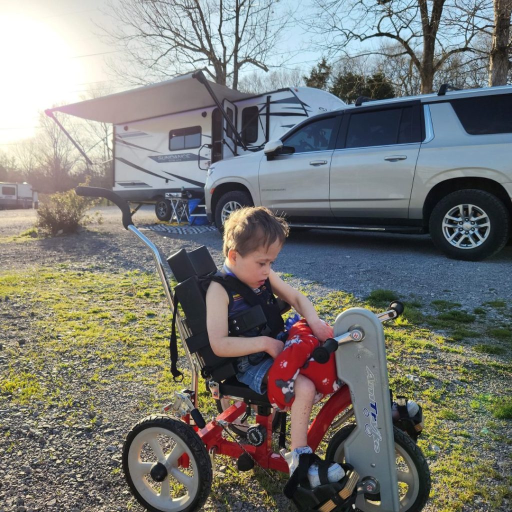 Malachi Riding Bikes Camping in Nashville - March 2023